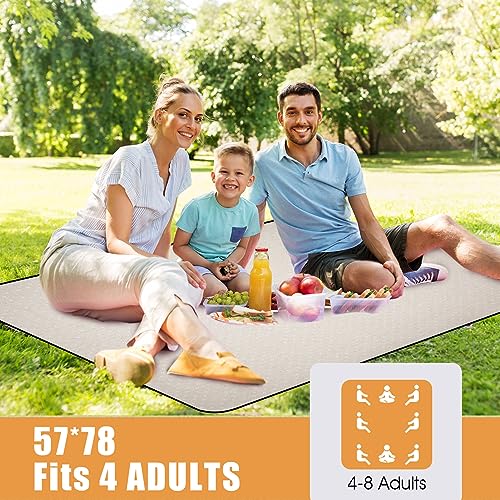 Picnic Outdoor Blankets Waterproof Extra Large - Beach Mat Foldable with Carry Strap Camping Woodchip Picnic Basket with Double Folding Handles, Natural Woven Basket, Gift Packing Woven Basket