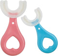 2 Pcs U-Shaped Kids Toothbrush, Premium Soft Manual Training Toothbrush for Kids 2-6 Years Old. (Blue+Pink)