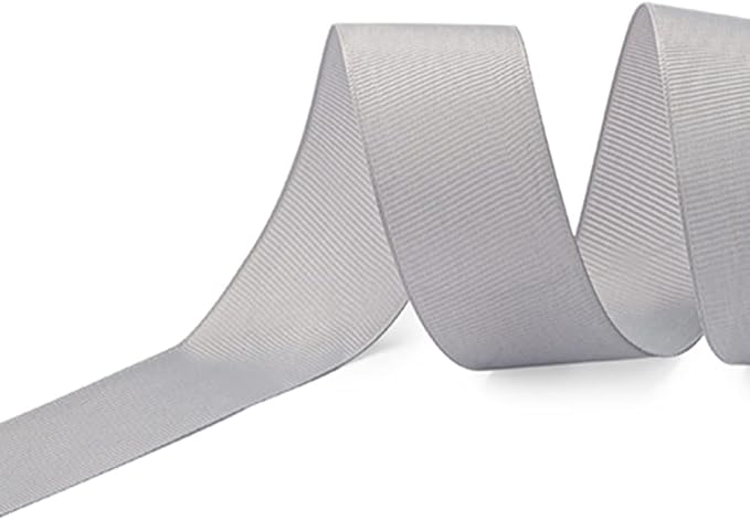 LIUYAXI 1" X 50 Yards Solid Silver/Grey Grosgrain Ribbon, Perfect for Crafts, Wedding Decor, DIY Hair Accessories, Sewing, Gift Package Wrapping and More