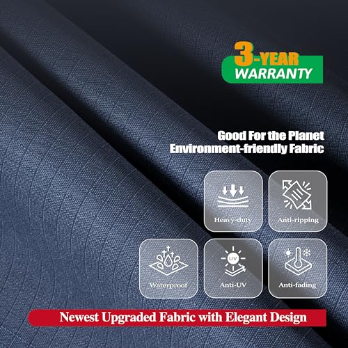 F&J Outdoors Heavy Duty Waterproof Anti-UV Rip-stop Fabric Large Patio Furniture Covers, Grey, 126"x83"x27.5" - size: 126"(w)x83"(d)x27.5"(h)