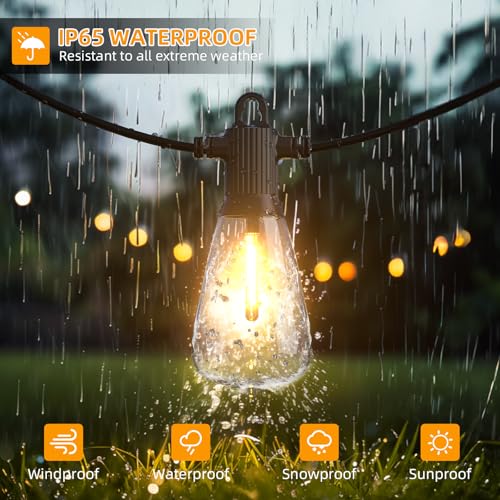 FOOMAN LED Outdoor String Lights, 300FT Outside Waterproof Patio Lights with 146+3 Shatterproof ST38 Edison Bulbs, 2700K Warm White Hanging Light, Dimmable Light for Backyard Porch Gazebo(150FT x 2) - size: 300FT(150FT×2PACK)