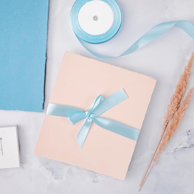 3/8" Width x 100 Yards Satin Ribbon, Small Light Blue Ribbon Perfect for DIY Craft, Bows, Gift Wrapping, Flower Bouquet, Valentine's Day, Christmas and Party Decoration