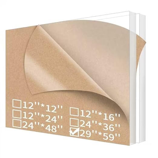 Art3d (2 Pack) 1/4" Thick Plexiglass Sheets - 29"x59" PET Clear Acrylic Sheets for Art Design，Craft Projects, Signs, DIY in Home, Wedding, Festival,Party,Office