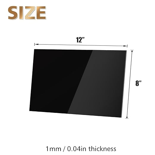 Egofine 8" x 12" Black Plexiglass Sheets 6 Pack 0.04 Inch Cast Acrylic Sheet Thick for DIY Craft Projects, Painting, Photography, Sign, Display Stand, Home Decor, Easy to Cut