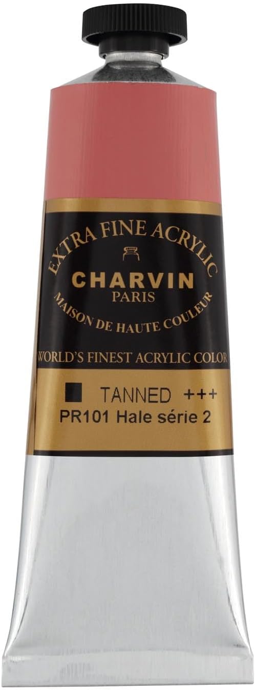 Charvin Extra Fine Professional Acrylic Paint - Tanned, 60ml Tube, Triple-Milled, Lightfast Pigments, Open Stock Artist Acrylic Paints in Nature-Inspired Hues