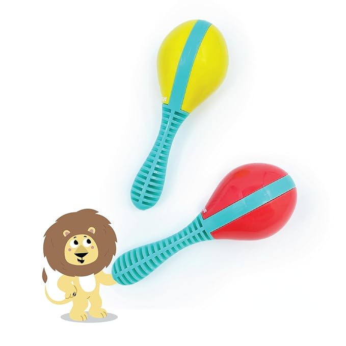 Edushape Maracas for Baby Set of 2 - Vibrant Primary Colors - Toddler and Kids Maracas - Musical Instrument for Babies Baby Shaker Toy - Soothing Sound Time for Sensory Development