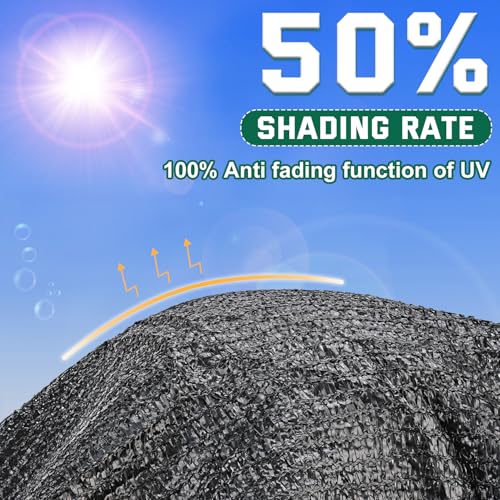 Kesfitt 50% Shade Cloth 20x30 ft, Breathable HDPE Mesh Sun Shade Tarp for Garden & Greenhouse, UV Resistant Outdoor Shade Fabric with Copper Grommets for Plants, Patio, Yard - size: 20ftx30ft, style: 50% Shading Rate