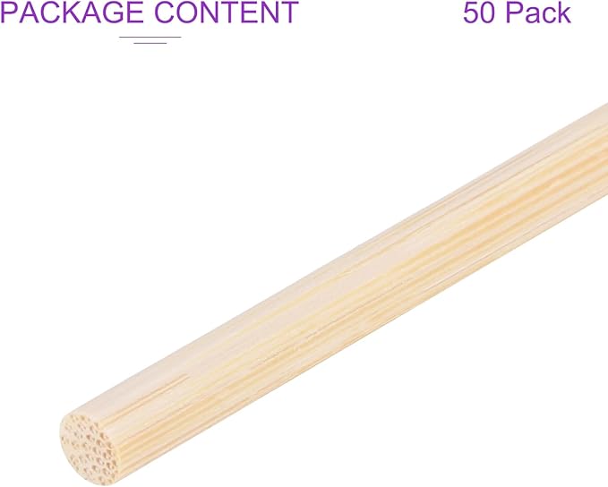 DMiotech 50 Pack 3/16" x 14" Wooden Dowel Rods Unfinished Natural Sticks Wood Craft Sticks for Home Decor Projects and Making DIY Craft,Wood Color