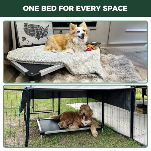 FXW TitanNest Chew-Proof Elevated Dog Bed, Raised Cot for Indoor/Outdoor/Camping Use, Durable & Waterproof Cooling Pet Bed for Extra Large Dogs, 56.0" L x 31.0" W x 7.3" H, Black - size: X-large Dog (56.0"l X 31.0"w X 7.3"h)
