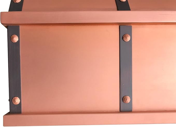 CT Copper Tailor Sloped Copper Vent Hood Wall Mount,60'' W,42''H,1260 CFM Exhaust Fan,Stainless Steel Vent,LED Light,Dishwasher-Safe Baffle Filters,VH8TR1