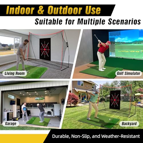 Dual-Turf Golf Mat 31mm: 6x4ft/5X5ft Extra Large Golf Hitting Mats Practice Outdoor Indoor, High-Density Artificial Turf Matt for Garage Simulator Chipping Driving Training, Ideal Gifts for Men Dad - style: 5’X4‘ Large-31mm