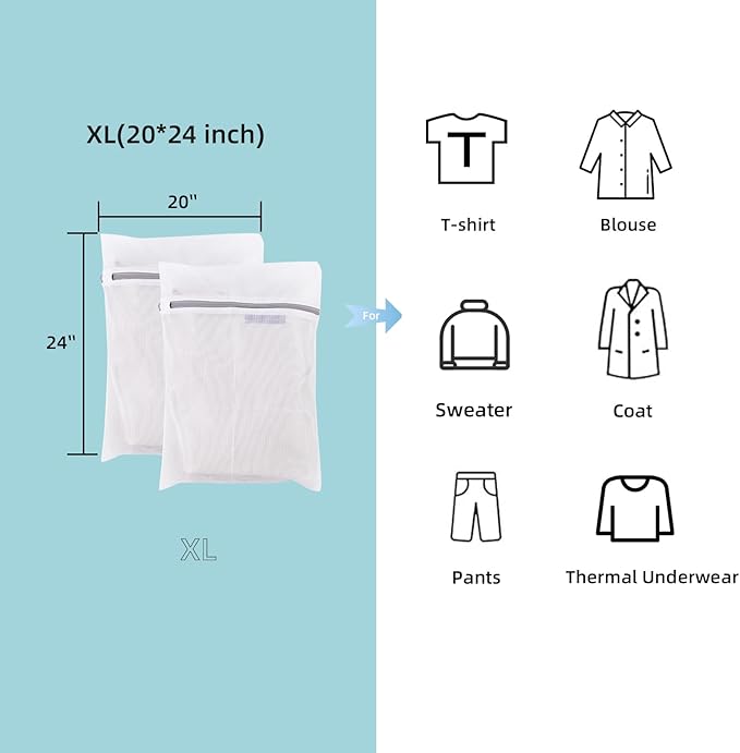 Gogooda Set of 2 Extra Large Mesh Laundry Bags Washing Bags for Blouse, Jacket,Pants, Sheets, 20×24inch