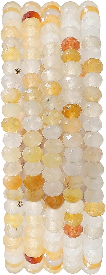 Natural Yellow Jade Beads 4x2mm 120pcs Faceted Rondelle Loose Semi Gemstone Beads for Jewelry Making Design