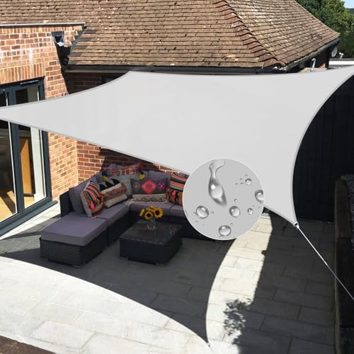 Windscreen4less 5'x7' Waterproof Sun Shade Sail Rectangle Shade Canopy Cover UV Block for Backyard Patio Deck Balcony Pergola Garden (Light Gray) - color: Light Gray, size: 5' x 7'