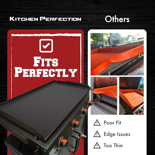 KITCHEN PERFECTION 17" Premium Silicone Griddle Cover Mat for Blackstone Griddle 17 Inch - Hermetic Protection from Rust & Debris All Year, Fits All Blackstone 17 Inch Models - Food Grade Silicone - color: Black 17 inch