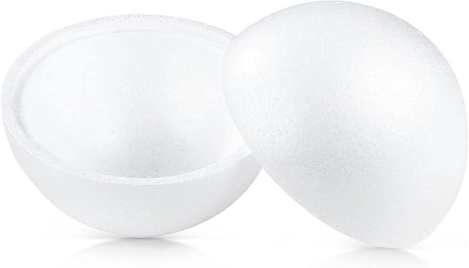 Half Foam Ball 2-Pack - 7.8 x 7.8 x 3.9 in, White - DIY Art Craft & Modeling Supply - Sphere Dome for Crafts Projects