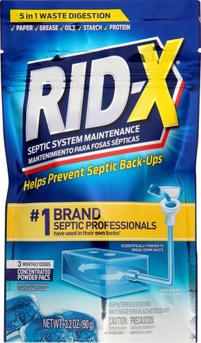 Rid-X Septic System Treatment, Septic Tank Treatment, 3-Monthly Supply Dual Action Septi-Pacs - 3.2 oz (Pack of 2)