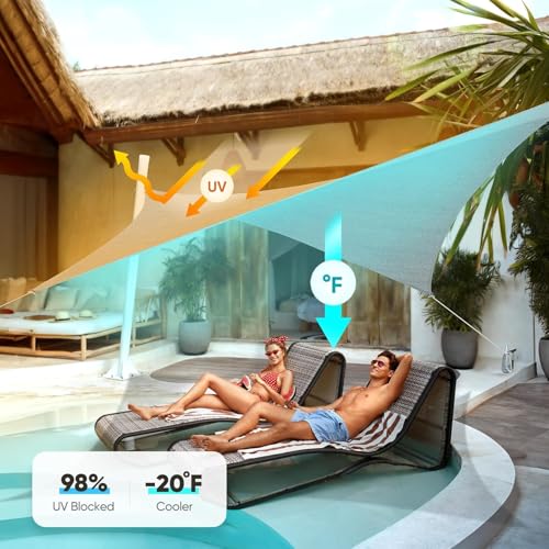 Quictent 12x16ft Rectangular Sun Shade Sail 185G HDPE Canopy 98% UV Block Outdoor Patio Garden Commercial Deck with Hardware Kit - color: Gray, size: 12 x 16 ft, style: Rectangle