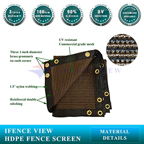 Ifenceview 4'x5' to 4'x50' Brown Shade Cloth/Fence Privacy Screen Fabric Mesh Net for Construction Site, Yard, Driveway, Garden, Railing, Canopy, Awning 160 GSM UV Protection (4' x 8') - size: 4' x 8'