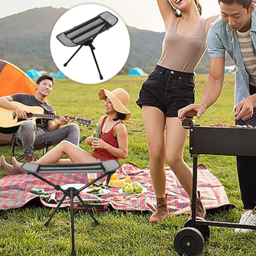 Portable Camping Footrest Stool Folding Ultralight Picnic Seat with Footrest, Gray, Compact Outdoor Hiking Fishing Chair for Travel and Leisure