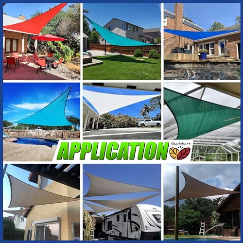 ShadeMart 7' x 8' x 10.6' Red Sun Shade Sail UPF50 Right Triangle SMTAPT20 Canopy Fabric Cloth Screen, Water Air Permeable & UV Resistant, Heavy Duty (We Customize Size) - color: Red, size: 7' x 8' x 10.6' Custom Size