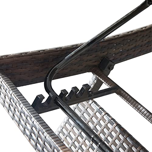 PE Rattan Adjustable Backrest Chaise Lounge Set 3 with 1 Side Table, Outdoor Pool Recliner Patio Chairs Lounge Chair Set 3 with 1 Coffee Table for Outside Beach Poolside Sunbathing - color: 3 Chairs + 1 Table