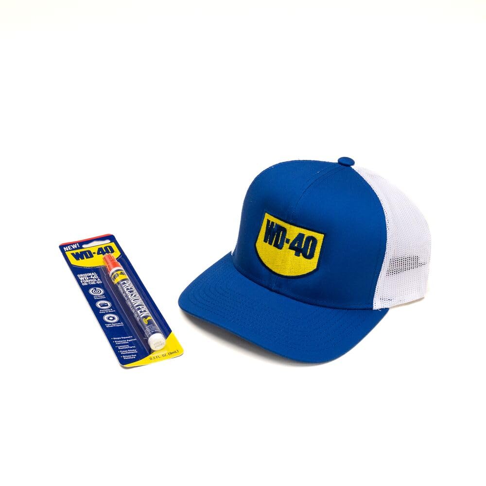 WD-40 Precision Pen & Trucker Hat Bundle - On-The-Go Lubrication, Precision Pen (0.3 fl oz), Trucker Hat (Cotton & Mesh)