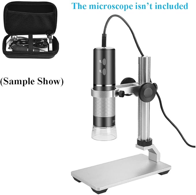 Aluminum Alloy Microscope Stand Holder for USB Digital Microscope, Cainda Stable Metal Stand Bracket with Portable Carrying Case, Support Adjusted Up and Down Easy to Focus