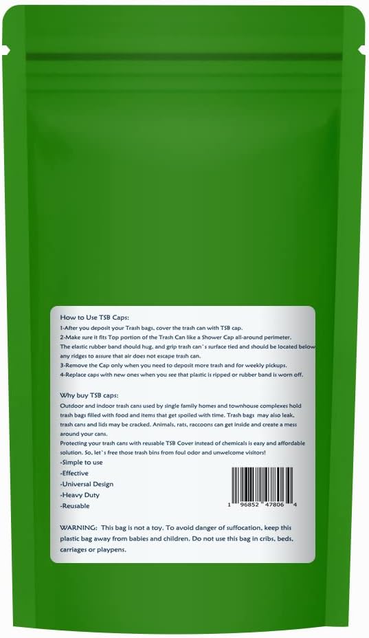 Outdoor Trash Can Cover Biodegradable Odor Eliminating Bag with Elastic Band Lemon Scented Durable 32 Gallon 3 Pack