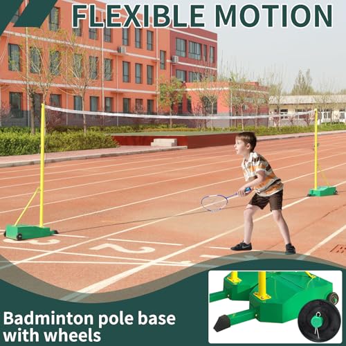 Badminton Pole,Portable 5.1FT Badminton Net Frame Poles with Wheel,Movable Badminton Pole Stand with Heavy Duty Base,Badminton Net for Backyard Park Stadium School Indoor Outdoor
