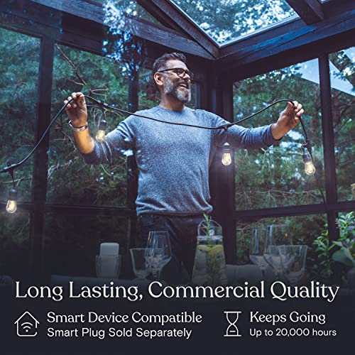 Brightech Ambience Pro - 24 Ft Waterproof LED Outdoor String Lights - Hanging, Dimmable 2W Vintage Edison Bulbs - Commercial Grade Patio Lights Create Cafe Ambience in Your Backyard, 7 Bulbs - style: 24 Foot - Neutral White (3000K)