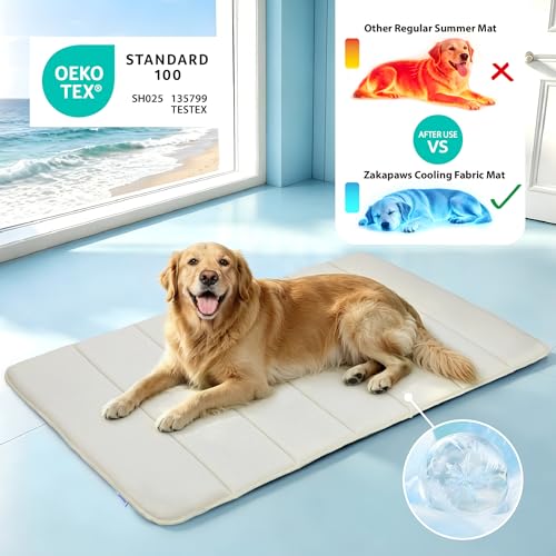 Cooling Dog Mat Q-Max>0.5 - Rapid Cooling Tech, Thin Breathable Crate Pad, Portable Washable Summer Mat, Chill Soothing Fabric - 24"x18" Small Dog/Cat, Dark Beige - color: Dark Beige, size: 24"L x18"W x 0.8"H