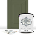ALL-IN-ONE Paint, Durable cabinet and furniture paint. Built in primer and top coat, no sanding needed. Includes our 30 featured color card - Crete (olive green), Gallon