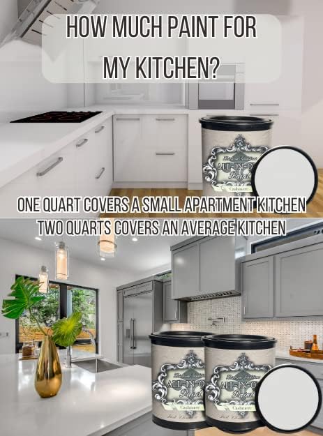 ALL-IN-ONE Paint, Durable cabinet and furniture paint. Built in primer and top coat, no sanding needed. Includes our 30 featured color card - Stormy (pastel blue), Gallon