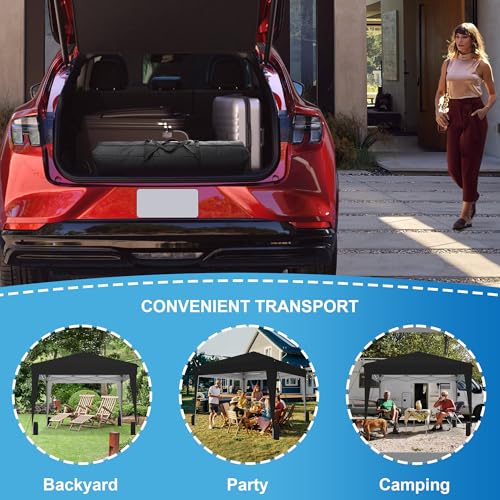 SANWAY 10x10 Pop up Canopy Tent, One-Button, Outdoor Instant Canopy Protable for Events, Camping, Parties, Vendor, Beach Tent - Black - color: Black
