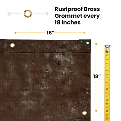 WHITEDUCK Super Heavy Duty Poly Tarp Cover 16 Mil & 10 Mil with Grommets and Reinforced Edges (Brown, White & Silver Black) (Brown- 16 Mil, 10' x 10') - color: Brown- 16 Mil, size: 10' x 10'