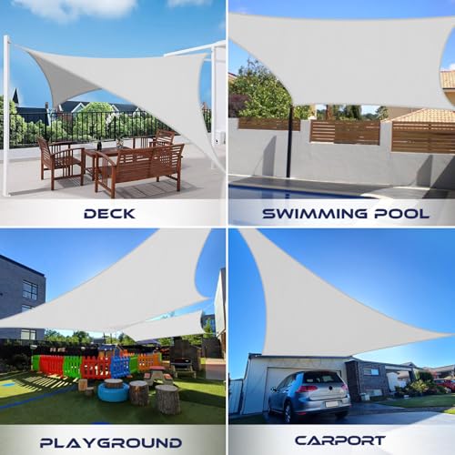 Windscreen4less 5'x7' Waterproof Sun Shade Sail Rectangle Shade Canopy Cover UV Block for Backyard Patio Deck Balcony Pergola Garden (Light Gray) - color: Light Gray, size: 5' x 7'