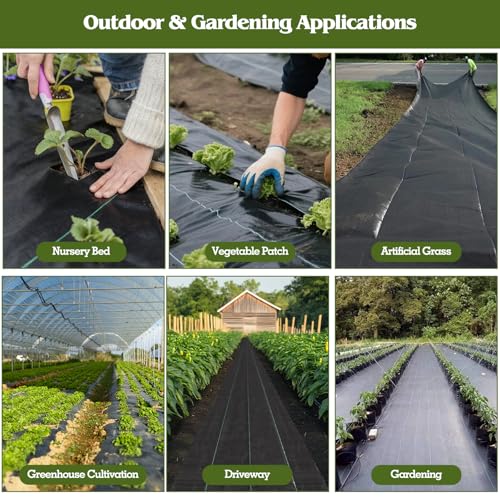 2.6FT x 300FT Weed Barrier Fabric, Garden Cloth Woven Landscape Fabric Heavy Duty with 120 U-Shaped Securing Pegs, Lawn Weed Block Mat Ground Cover for Garden Beds, Farming - size: 2.6FT x 300FT