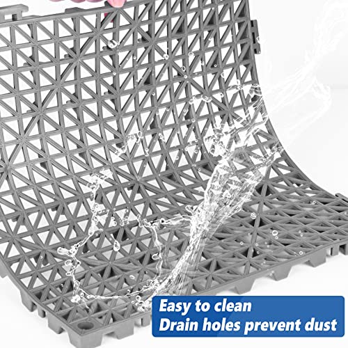 ToLanbbt Modular Interlocking Cushion 12P 11.8" x 11.8" Interlocking Rubber Floor Drain Holes Non-Slip Splicing Drainage Mats for Deck, Shower, Kitchen, Drain Pool, Sauna Bath, Indoor Outdoor (Grey) - size: 12 PCS