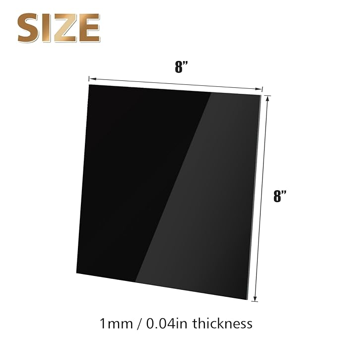 Egofine 8" x 8" Black Plexiglass Sheets 12 Pack 0.04 Inch Cast Acrylic Sheet Thick for DIY Craft Projects, Painting, Photography, Sign, Display Stand, Home Decor, Easy to Cut