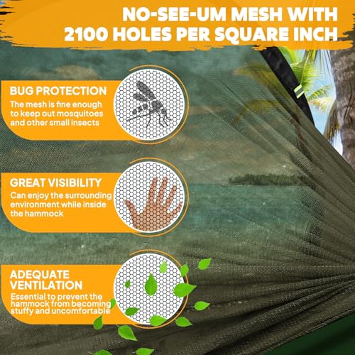 Chihee Ultra-Light Travel Camping Hammock Pop-up Net Hammock 660lbs Load Capacity,Breathable,Quick-Drying Parachute Nylon 2 Premium Carabiners,2 Tree Slings Included for Outdoor Backpacking Hiking - color: Light Green/Dark Green