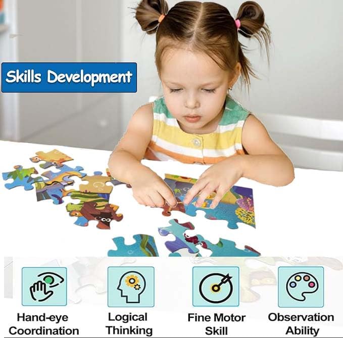 Jumbo Floor Puzzle for Kids, Large Jigsaw Puzzles 35 Piece for Kids Ages 3-5,Preschool Learning & Education Toys, Gifts for 4-8 Year Old Boys and Girls (Marine Animals 2)