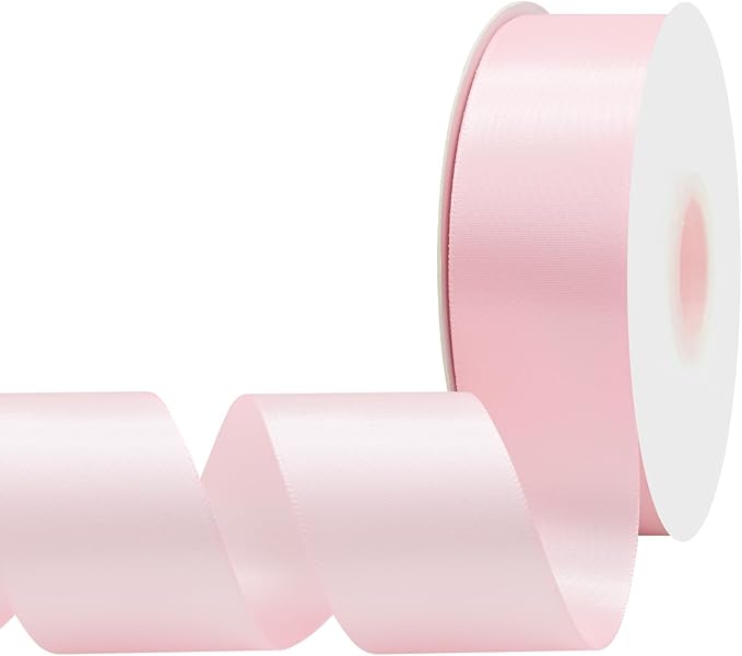 Pearl Pink Satin Ribbon 1-1/2" X 50 Yards Solid Color Double Faced Ribbons Perfect for Crafts Wedding Decor Bow Making Arts Sewing and More