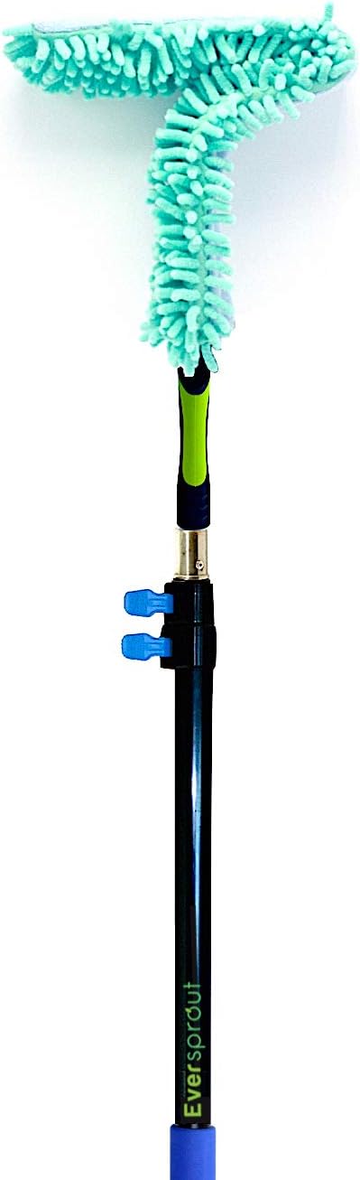 EVERSPROUT 20+ Foot High Reach Flexible Microfiber Ceiling & Fan Duster | Bendable to Clean Any Fan Blade | Removable & Washable Brush Head |5-to-12 Foot 3-Stage Lightweight Aluminum Extension Pole