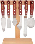 Creative Mark Stainless Steel Palette Knife Painting Tools - Paint Palette with Wooden Handle - Variety of Shapes and Sizes - Set of 6 plus Stand, Set
