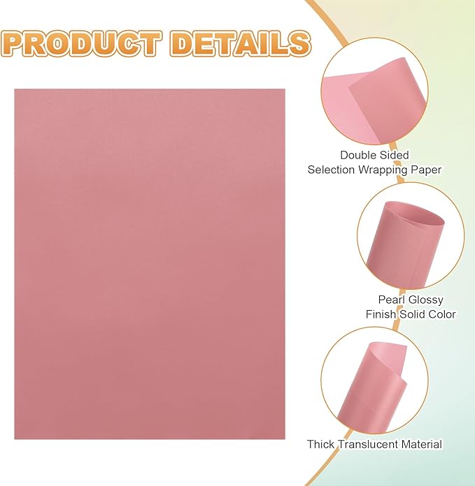 MECCANIXITY 60 Sheet Colored Vellum Paper 8.5" x 11", 100gsm Translucent Printable Vellum Sheets for Printing Wedding Invitations Inkjet Laser Printer, Pink