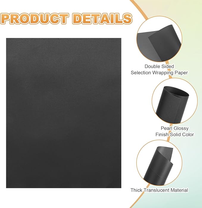 MECCANIXITY 60 Sheet Colored Vellum Paper 8.5" x 11", 100gsm Translucent Printable Vellum Sheets for Printing Wedding Invitations Inkjet Laser Printer, Black