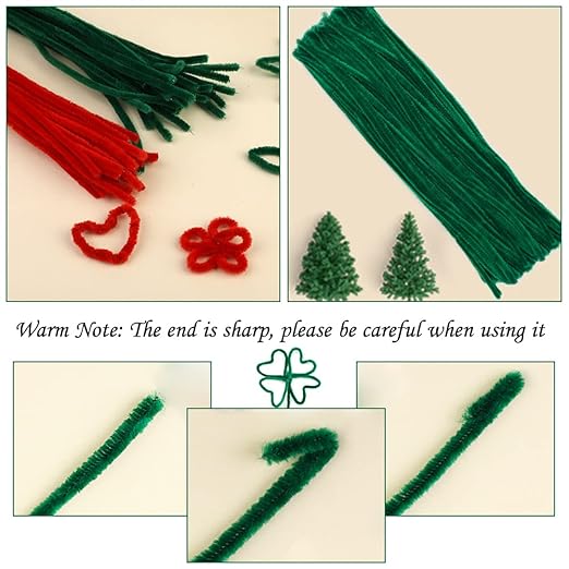 200 Pieces Christmas Pipe Cleaners, Craft Pipe Cleaners, Pipe Cleaners Chenille Stem, Pipe Cleaners Bulk,Art Pipe Cleaners for Creative Christmas Decoration Supplies Arts and Crafts Project