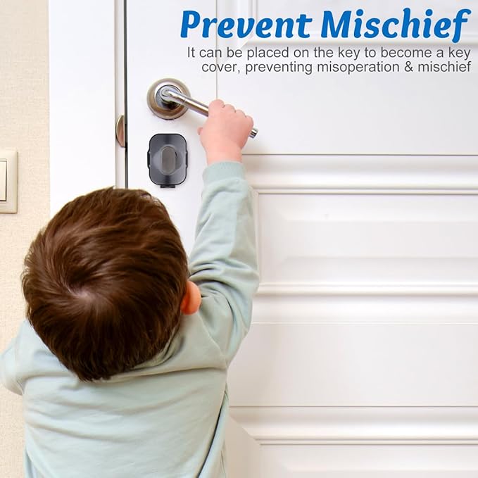Garneck 3 Pcs Door Knob Safety Cover for Kids Toddler- Plastic Child Proof Deadbolt Protector Reusable Anti-Lock Door Lock Covers for Baby, Easy to Install