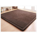 Loartee Coral Velvet Crawling Rug (6'8"x 6'8", Coffee) for Toddler Children Play Area Rug Yoga Mat Exercise Pad Carpet